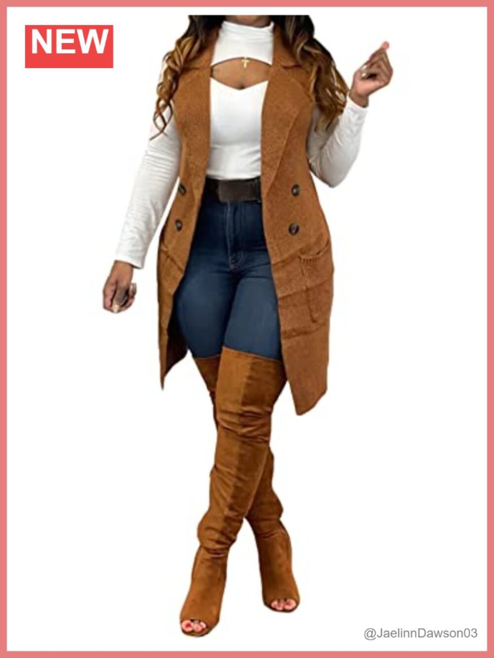 Women's Sleeveless Long Sweater Vest Open Front Cardigan with Pockets